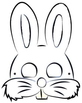 Printable bunny mask template with ear, eye-hole and whisker outlines