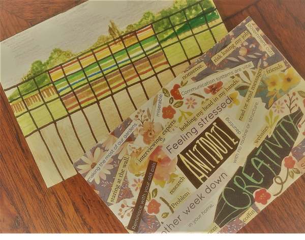 Two handmade postcards from the 2020 Market Harborough lockdown art project